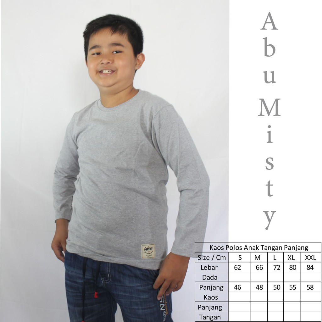 KAOS POLOS ANAK COWO PANJANG ABU MISTY