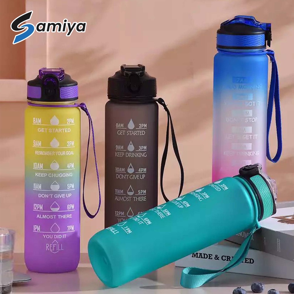 botol minum motivasi fitness olahraga sport travel outdoor 1liter TRITAN BPA FREE FOOD GRADE / motivational water bottle 1L creative design foodgrade BPA FREE portable