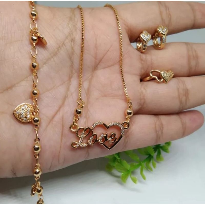 set perhiasan anak anak lucu love gold super cantik