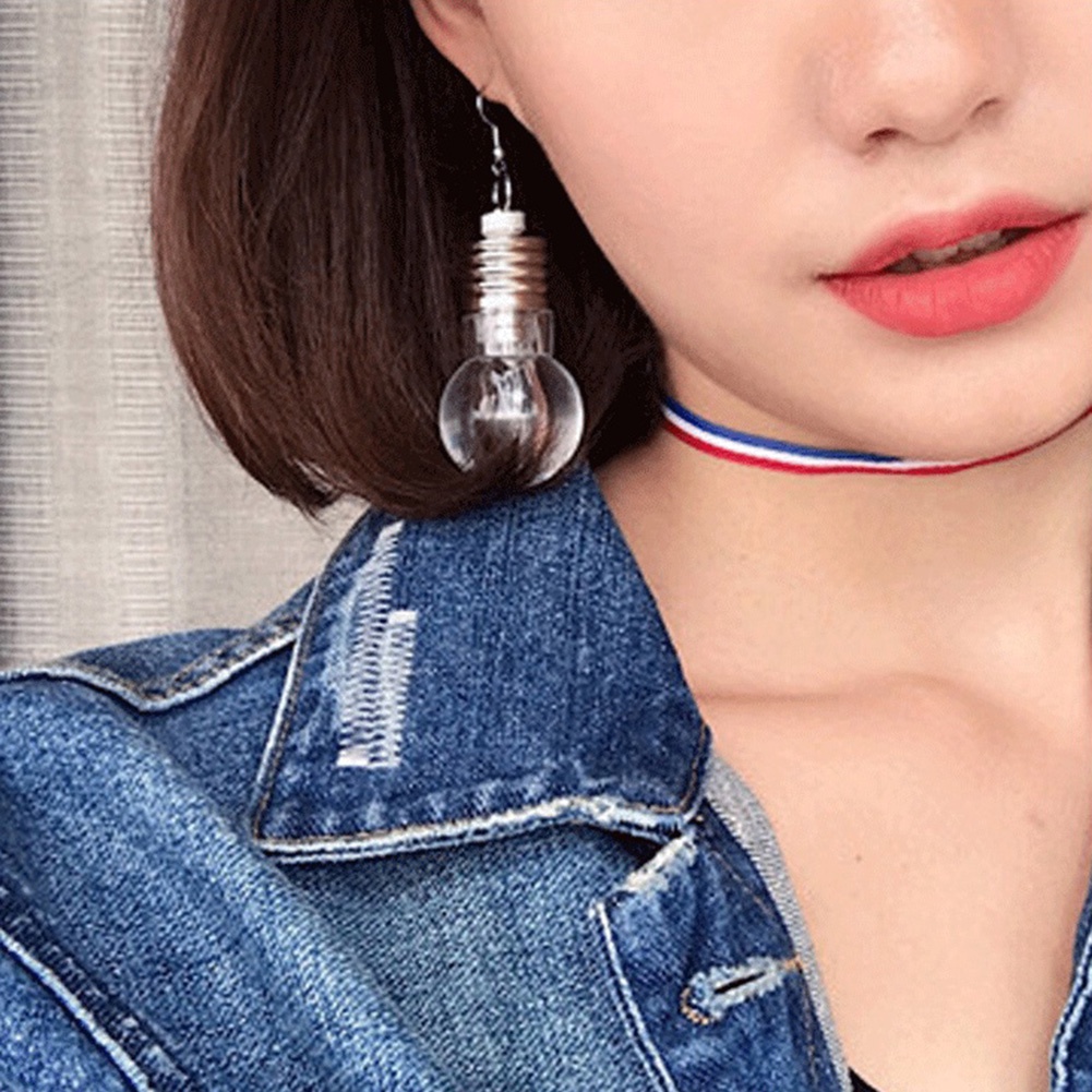 Hu Hu Hu Hu Hu Alat Bantu Pasang Kacamata♡ Anting Gantung Panjang Model Bohlam Lampu Warna-Warni Untuk Wanita