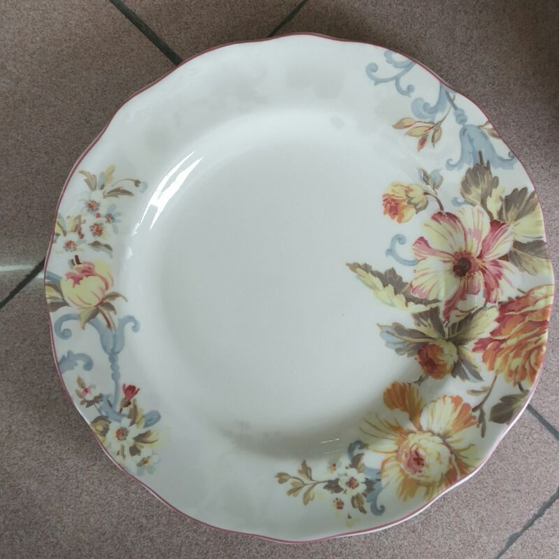 SHABBY DINNER PLATE PIRING KERAMIK HIAS SANGO PIRING LAUK MOTIF BUNGA PASTEL PAJANGAN HIASAN
