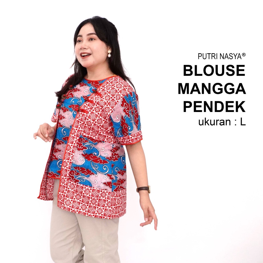 Blouse Big Size LD 140 Wanita Atasan Batik Jumbo L-XL-2L-3L-4L-5L-6L-7L Model Blus Jumbo Kerja Batik / Atasan Big Size Kerja Wanita / Pakaian Batik Kekinian Model Seragam Wanita Big