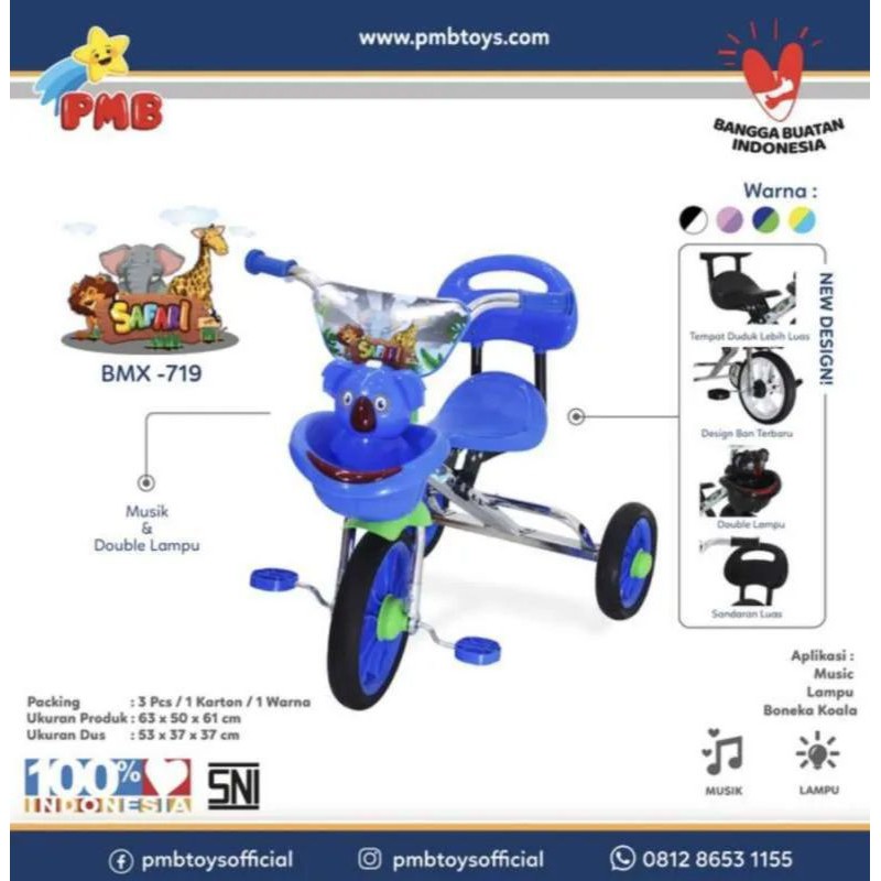 Sepeda Anak Roda 3 PMB 719 Nikel