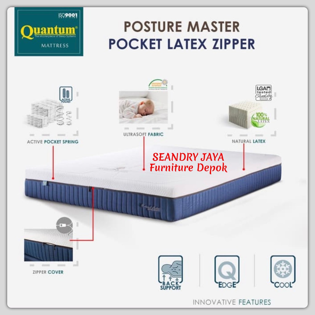 KASUR SPRING BED ORTHOPEDIC POCKET LATEX / MATRAS ZIPPER QUANTUM/ZIPPER KESEHATAN TULANG PUNGGUNG/KE