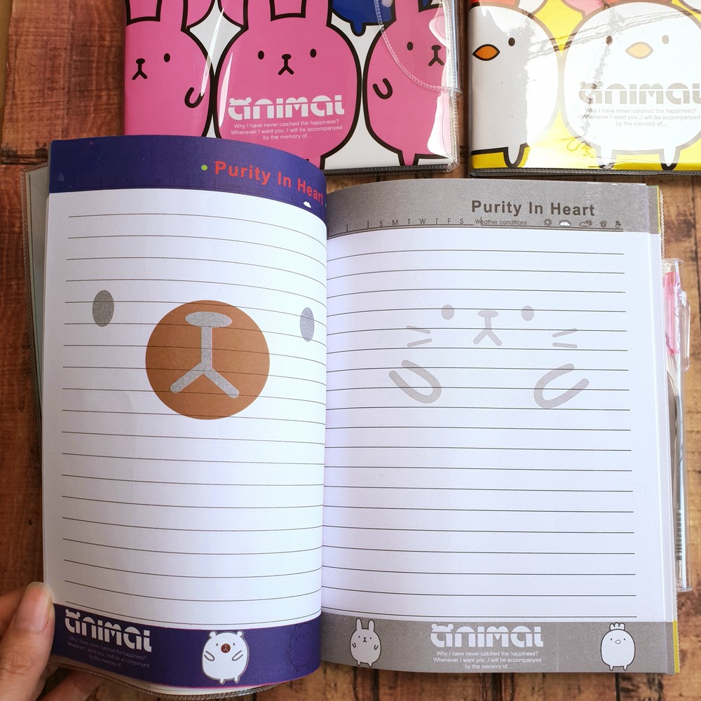 Diary Kancing A5 Cute Animal Bonus Pen 3609 - Buku Cute Animal A5 - Notepad HYN-223609