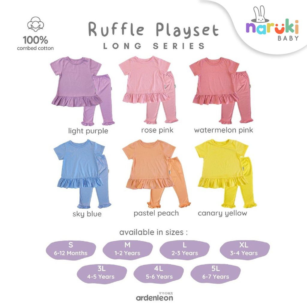 Ardenleon Ruffle Playset Long Girl Arden Leon Baju Setelan Panjang Anak Perempuan