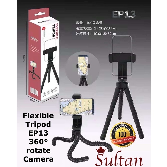 Grosir flexible tripod ep13 360° rotate camera holder stand selfie premium super quality