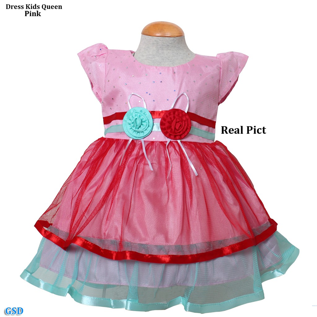 Dress kids Queen/terusan dress brukat motif pita/dress anak perempuan murah/casual dress anak trendy