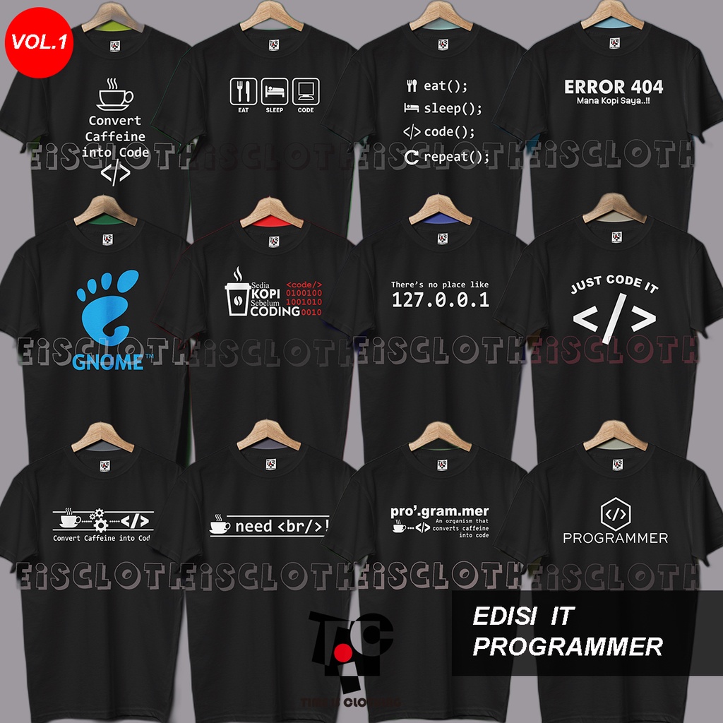 Kaos Baju Distro PROGRAMMER IT KODING CODING 30s