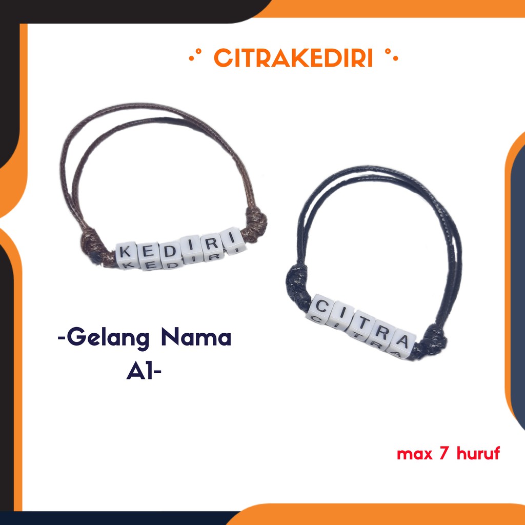 Gelang Nama Dadu Putih  Custom tali tahan air( pergelang)