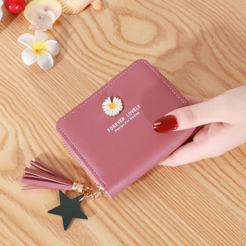 HC Dompet Wanita Kecil Motif Bunga Daisy Dompet Lipat Kecil Wanita import motif Bunga-HC6642 DPINK 086