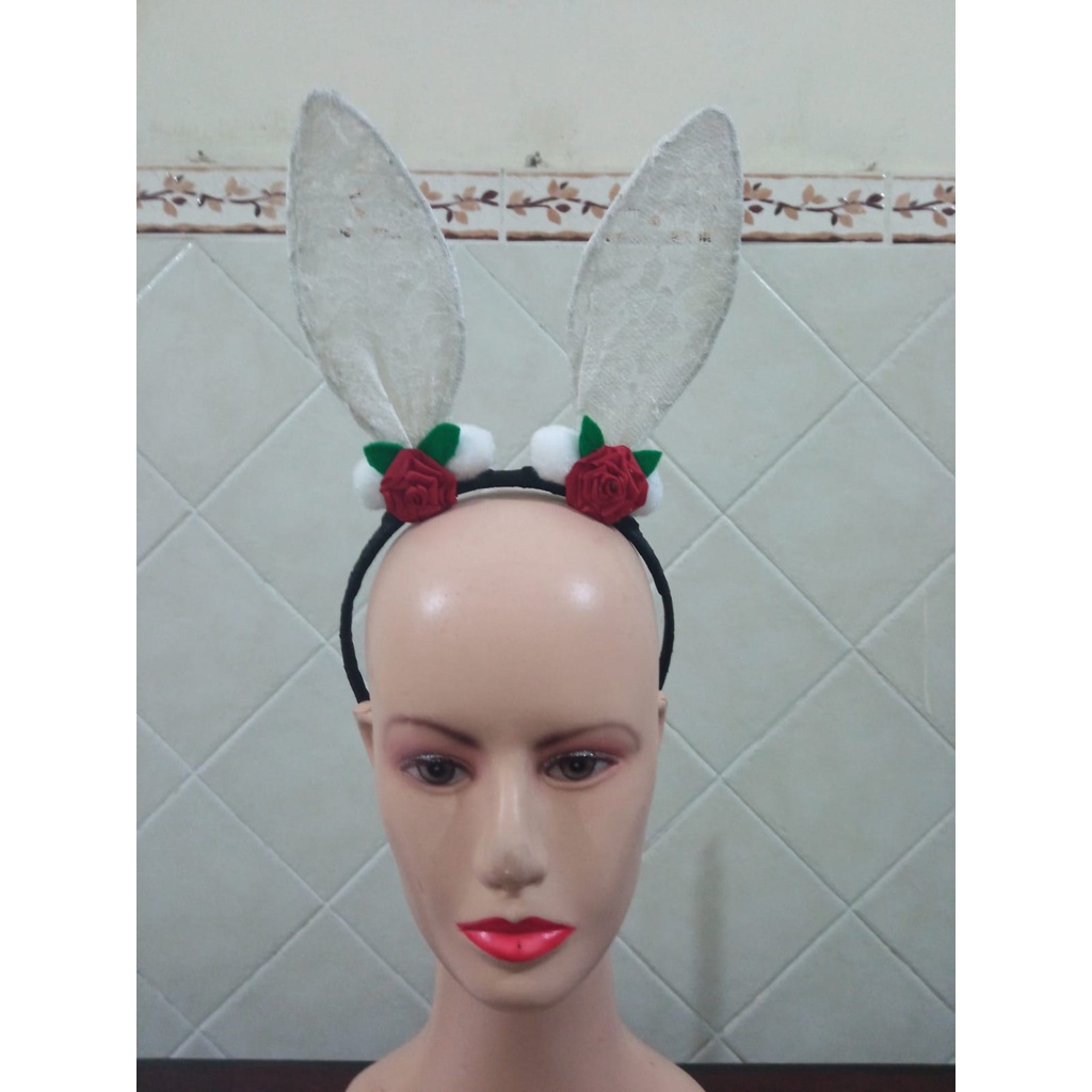 bando rabbit ear telinga kelinci kuping bandana lucu all size cute bendable