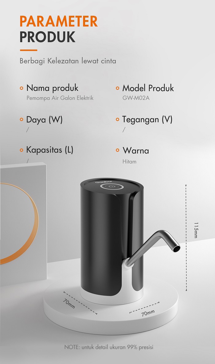 Jual Gaabor Pompa Air Galon Elektrik Dispenser Air Minum Portable Hitam