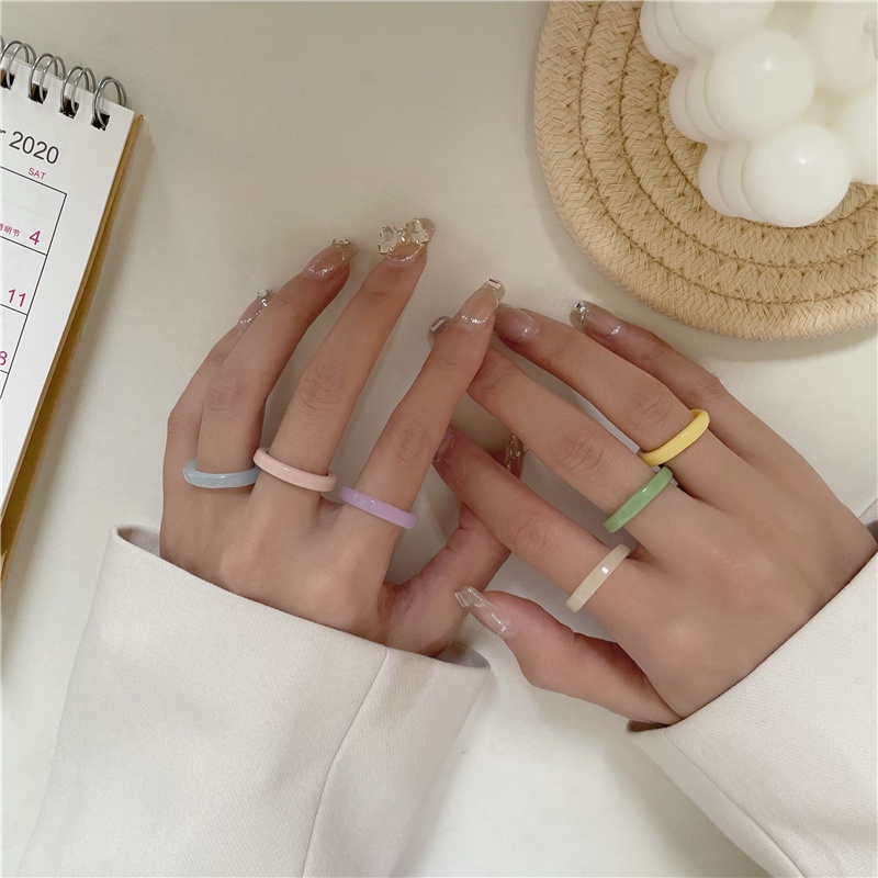 Cincin Jari Telunjuk Bahan Akrilik Warna Permen Untuk Dekorasi