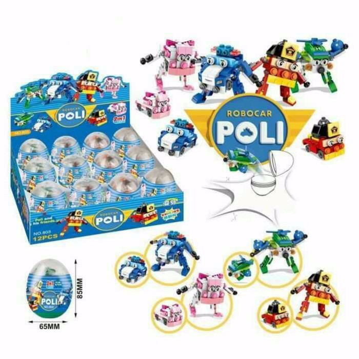 BLOCK LEGO ROBOCAR POLI SURPRISE EGG SERI, TELUR ROBOCAR POLI 2IN1