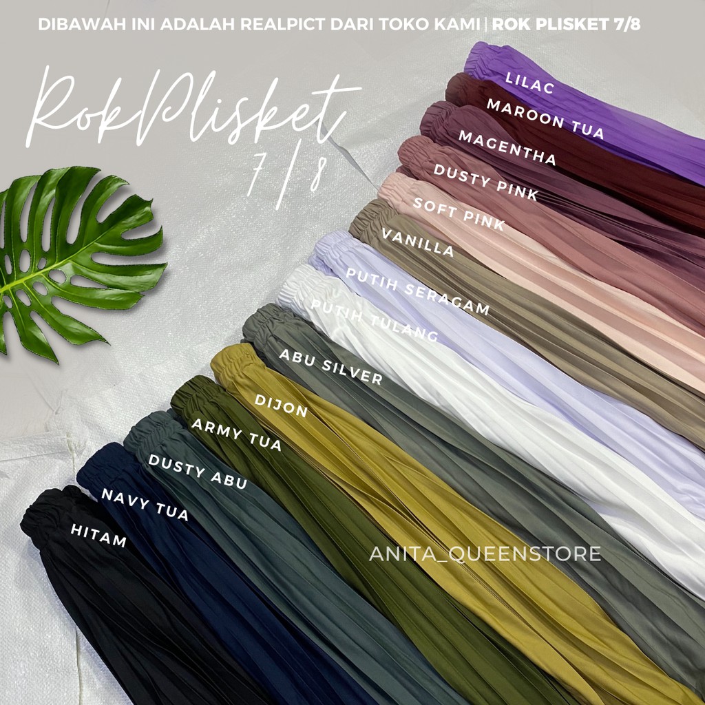 ROK PLISKET PREMIUM 7/8- ROK PLISKET TANGGUNG - ROK PLISKET PENDEK