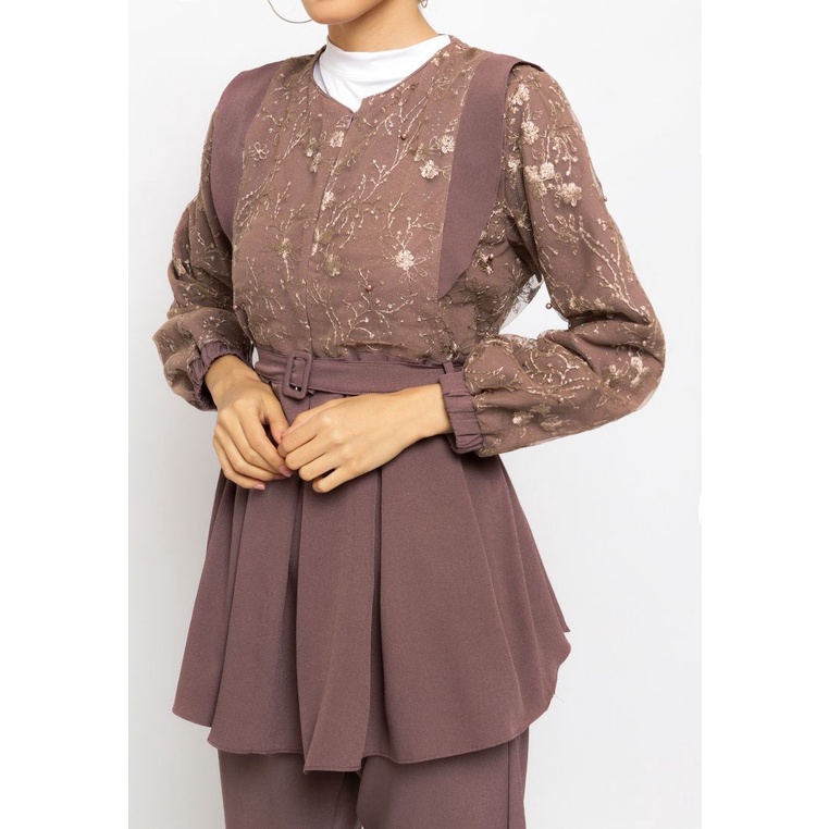 Puricia Setelan Muslim Oneset - RIZWANA - Maroon, Pink, Brown-2