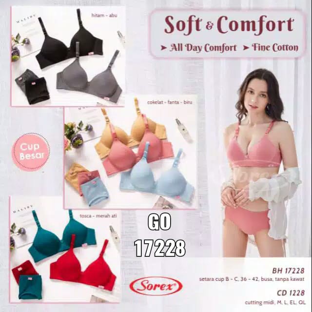 bb BRA SOREX CUP C BIG CUP 17228 Bra Busa Tanpa Kawat Ukuran 36 - 42