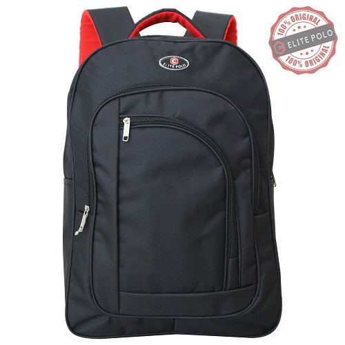 Tas Ransel Punggung Pria Backpack Nyaman Elite Polo Hitam Original