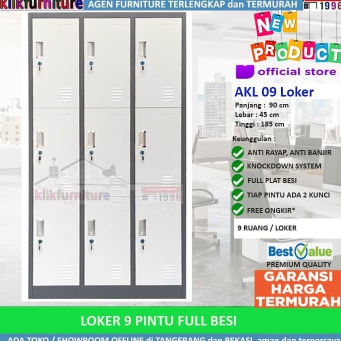 

ONSALE Lemari Loker Locker Cabinet 9 Pintu Full Besi AKL 09