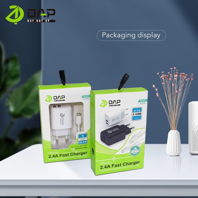 DAP D-A2N Travel Charger 2.4A 2 USB Port Fast Charger+Kabel Data Micro