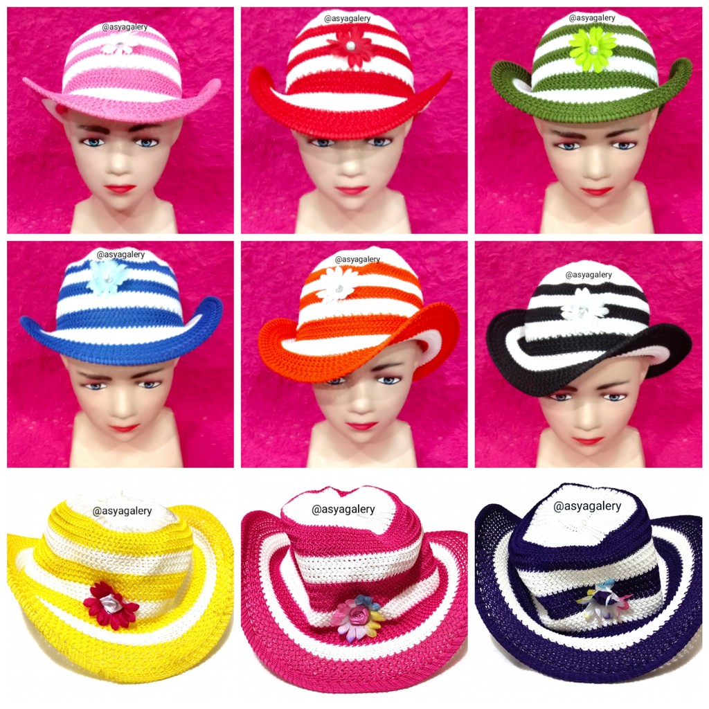 TOPI RAJUT ANAK CEWE CANTIK/TOPI PANTAI ANAK PEREMPUAN USIA 1-2 TAHUN/TOPI ANAK USIA 1 TAHUN