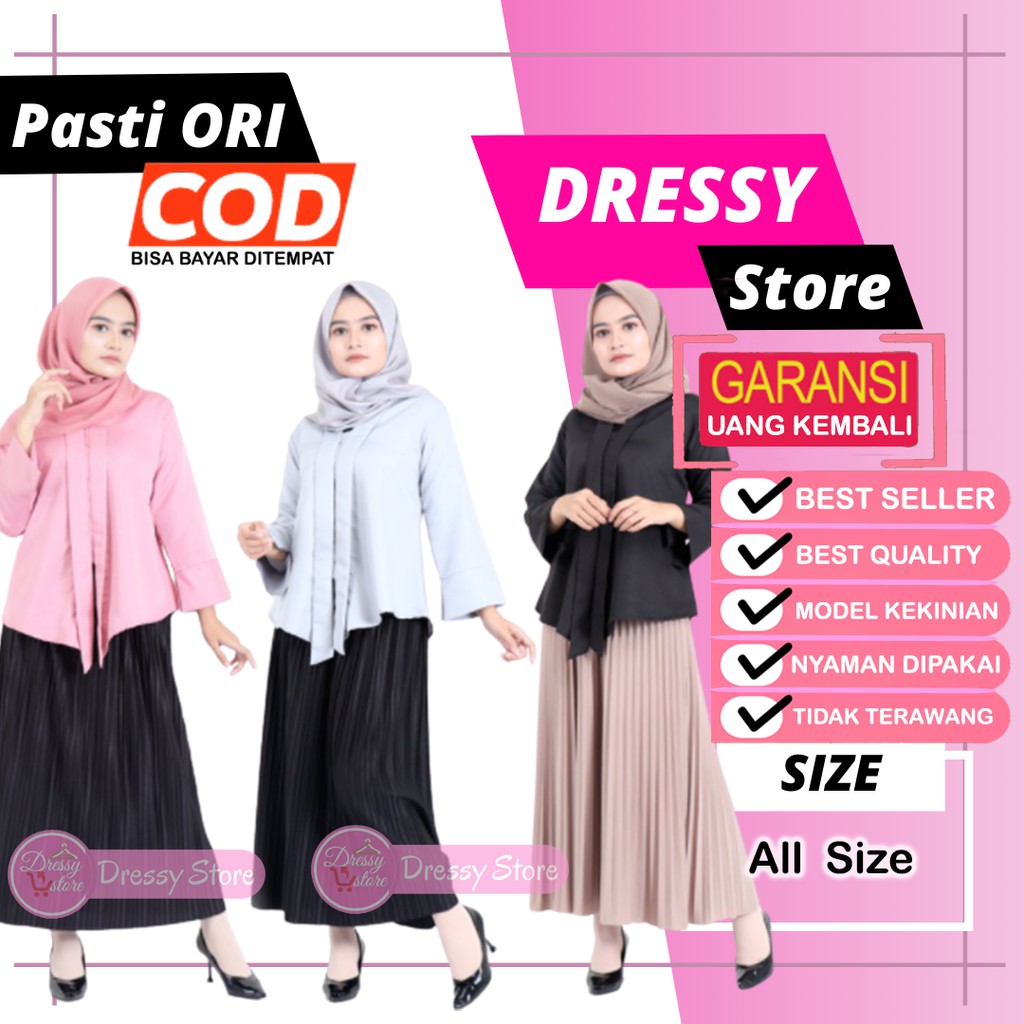 Baju Atasan Wanita Blouse Bluse Blus Korea Murah Terbaru Kekinian Perempuan Cewek Remaja Muslim DS52
