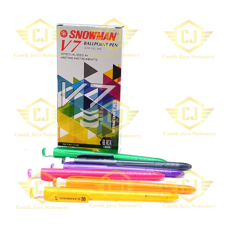 

[1 BOX / 12 PCS] Ballpoint Pulpen Snowman V7 Semi-gel ink 0.7mm