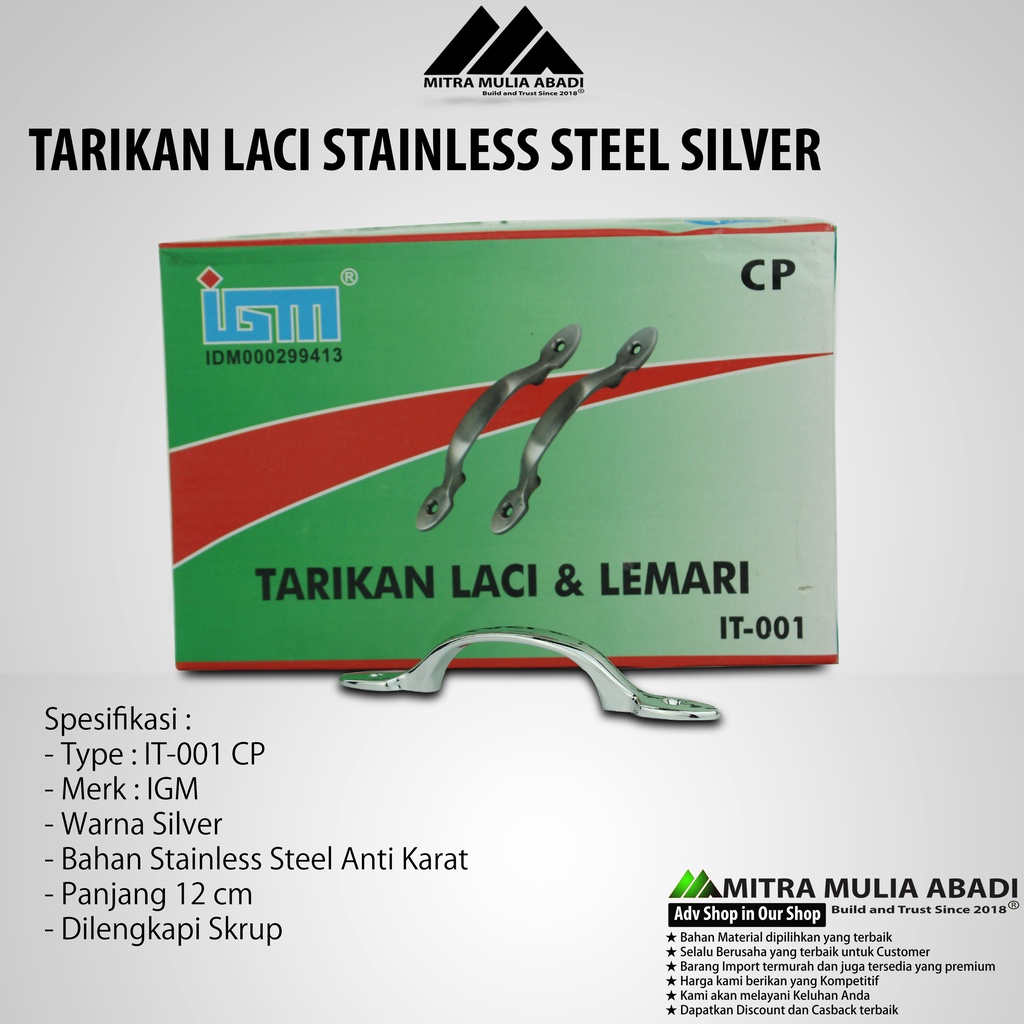 Tarikan Laci Silver 5 Inch | Drawer Pull IGM Tipe IT-001 CP