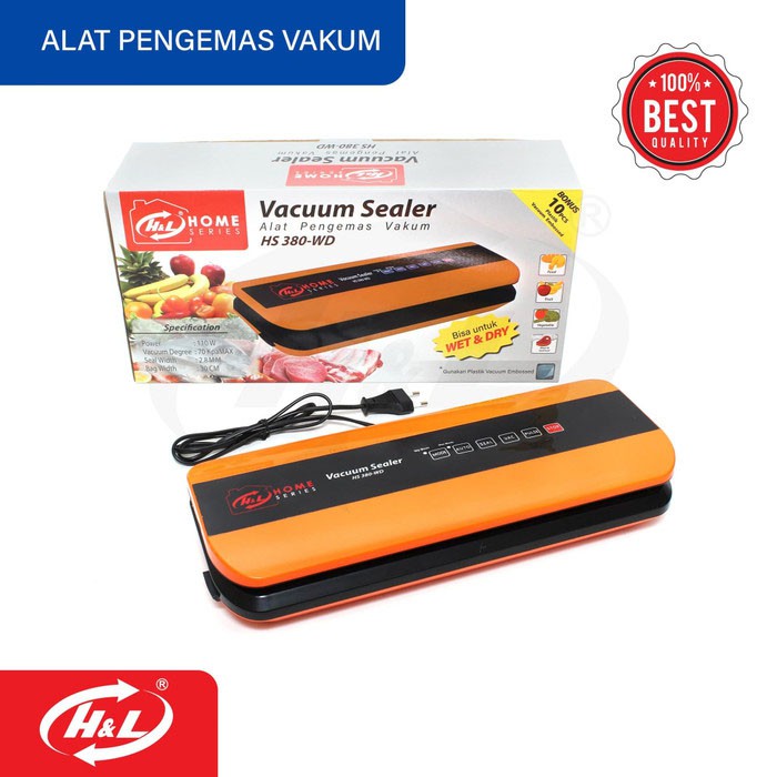 HL Alat Pengemas Makanan Kering Basah Vacuum Sealer HS 380-WD