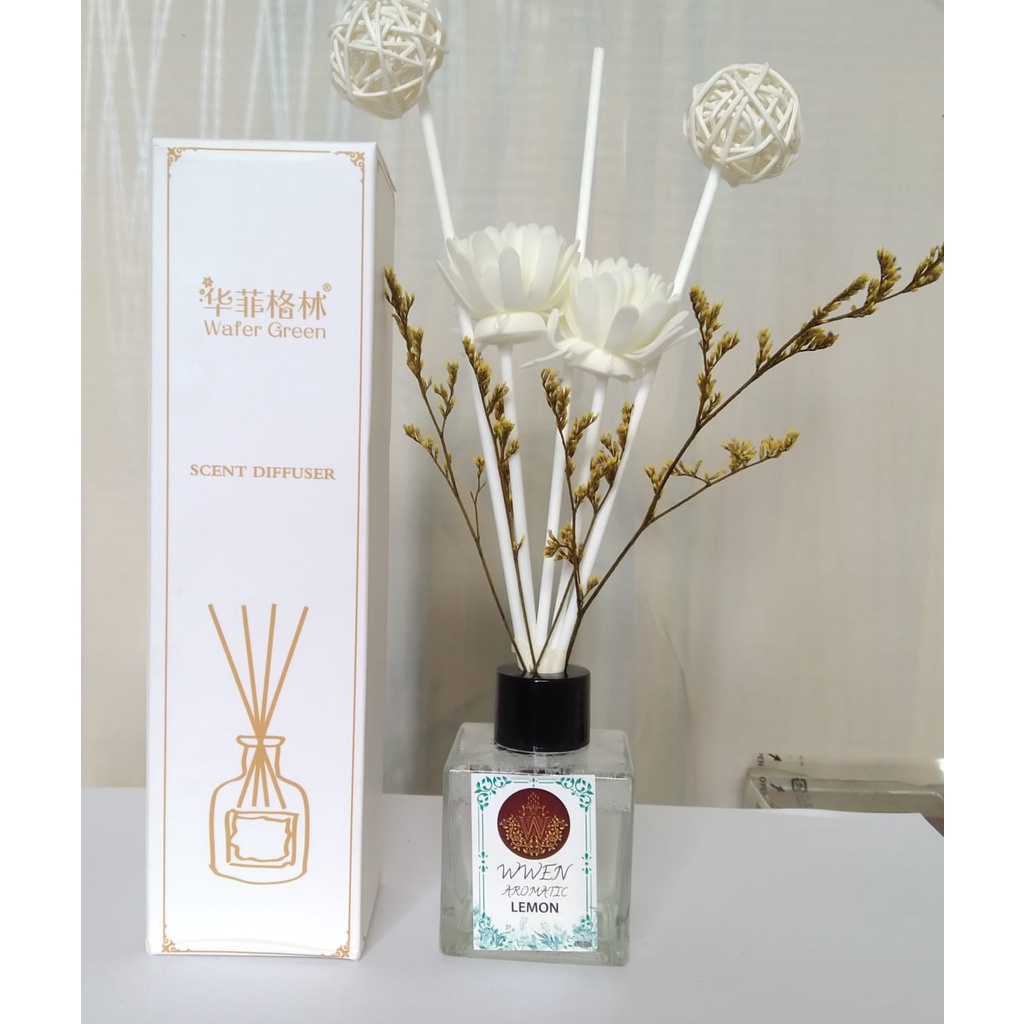 Reed Diffuser Aromatherapy Bunga Difuser Aroma Pengharum Ruangan Pewangi Oil Reed Difuser REED DIFFUSER LOVER'S GRASS REED DIFFUSER REFILL REED DIFFUSER HAMPERS PENGHARUM RUANG AROMATERAPI-AROMA WEN_LEMON