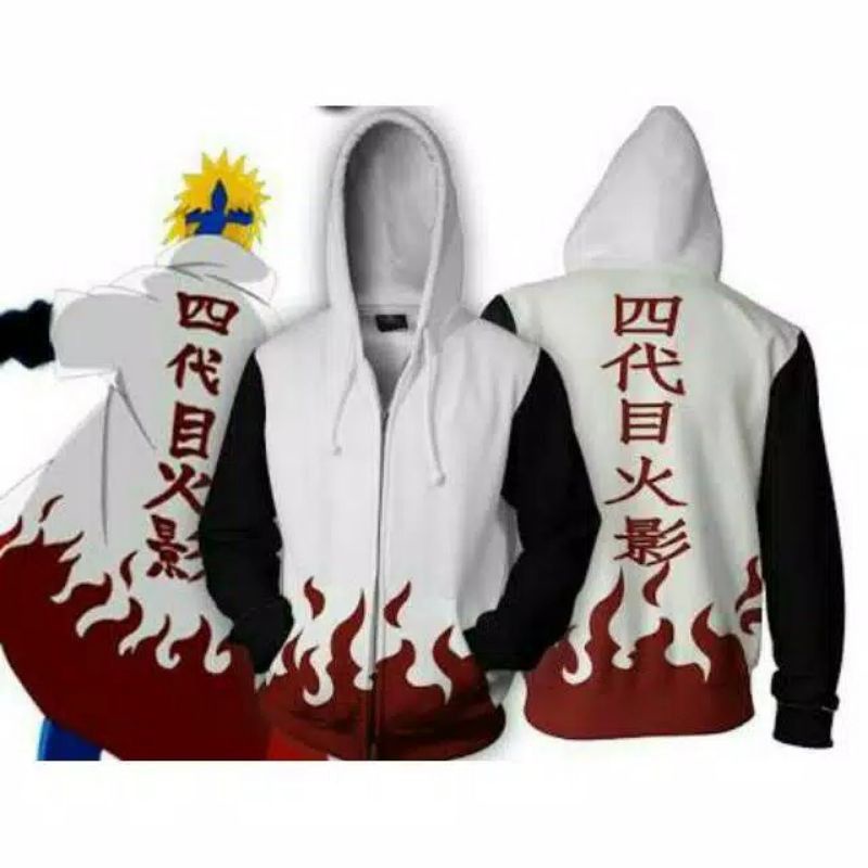 FASION JAKET SWEATER HOODIE PRIA-WANITA ANIME NARUTO HOKAGE YONDAIME PUTIH COOSPLAY TERLARIS-JAKET A