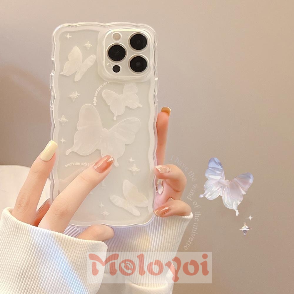 Soft Case Transparan Motif Bunga Kupu-Kupu Untuk iPhone 11 12 13 Pro Max XR 7Plus 8Plus X XS Max 7 8 SE 2020 6 6S Plus Butterfly