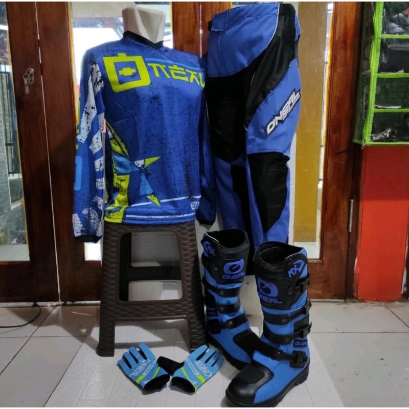 PROMO Satu set jersey Sepatu cross Trail sett dan glove print