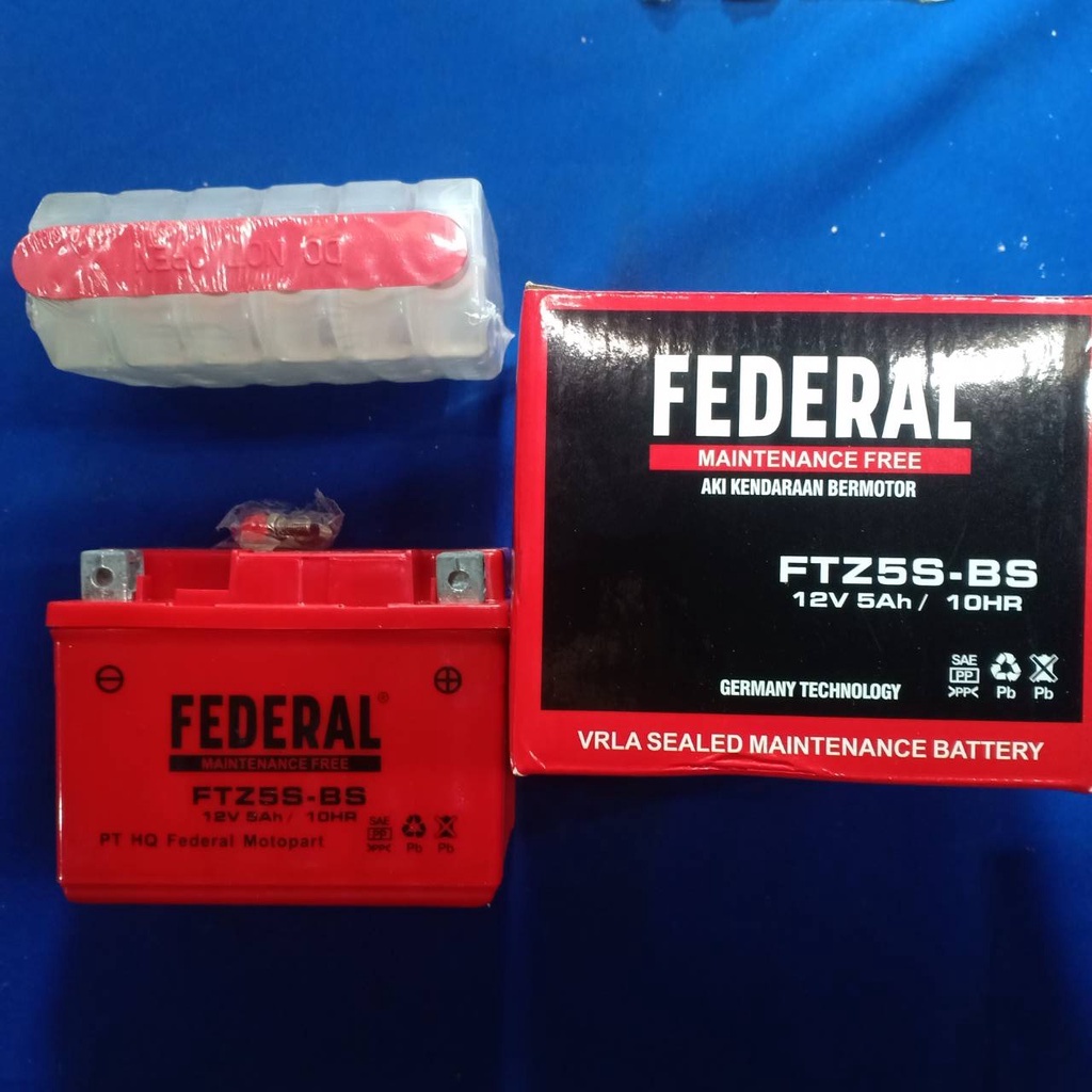 Aki Kering Maintenance Free FTZ5S-BS Federal & Booster mio beat scoopy supra dll