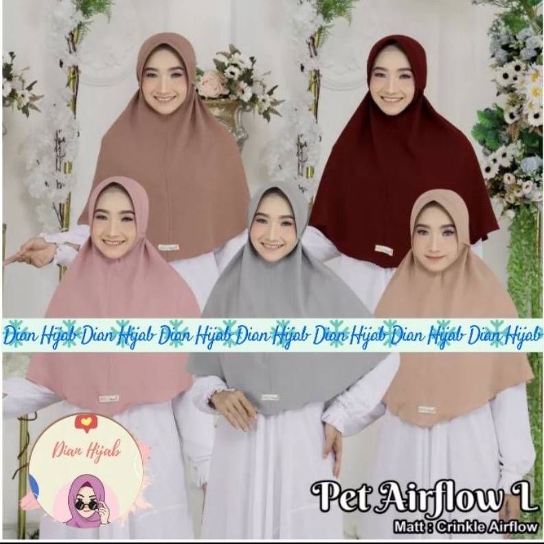Jilbab Bergo Maryam Pet Airflow Crincle ukuran L dan XL