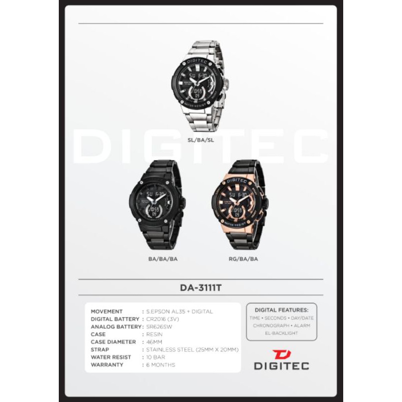 DIGITEC DA311T Jam tangan pria original Digitec 3111