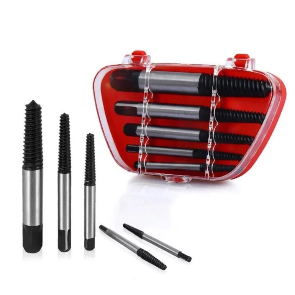 YGRETTE - Nightstar Set Mata Bor Extractor Broken Screw Remover 5 in 1 5Pcs Screw Extractor Center Drill Bits Guide Set Broken Damaged Bolt Remover Removal Speed Easy Set