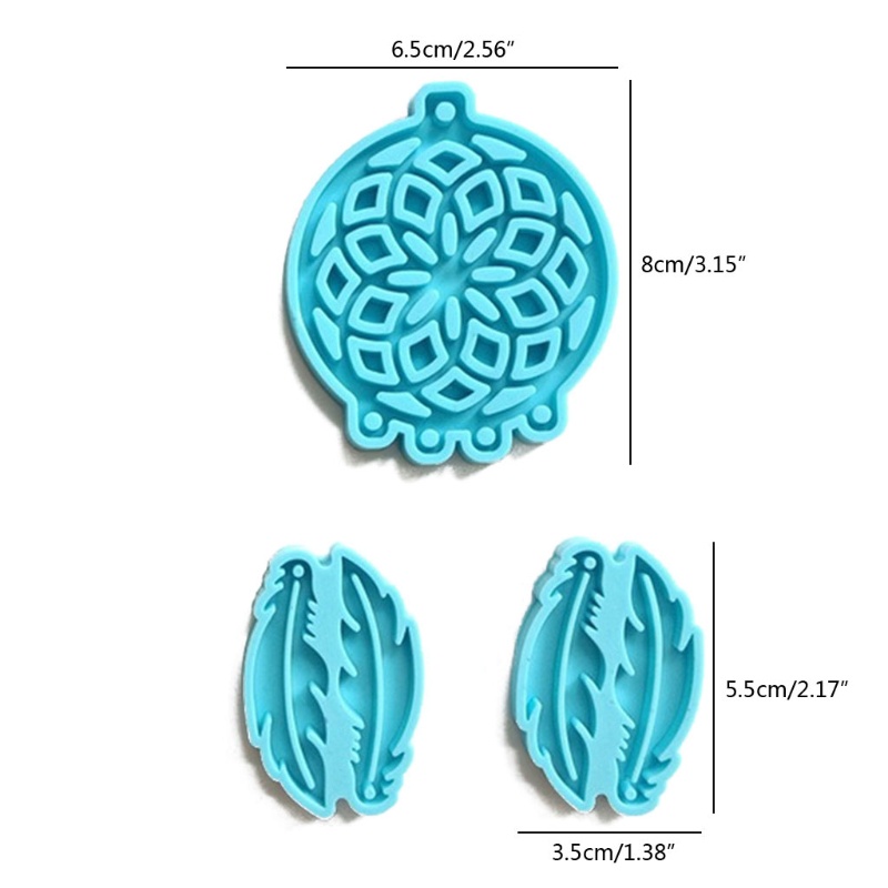 SIY  3Pcs Dream Catcher Mold Silicone Mold Keychain Pendants Epoxy Resin Casting Mold Feather Shape Earrings Mold  DIY Crafts