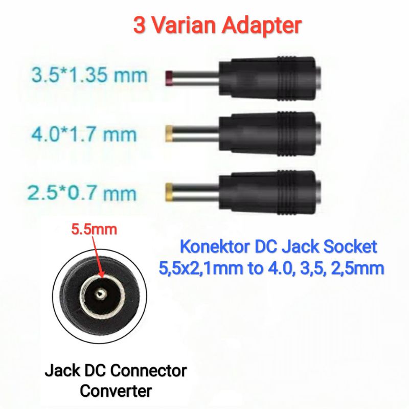 Jack Socket DC Adapter Converter Connector 5.5×2.1mm to 4.0mm 3.5mm 2.5mm