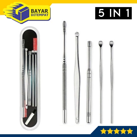 Korek Pembersih Kuping 5 in 1 Telinga Stainless Steel Alat Set