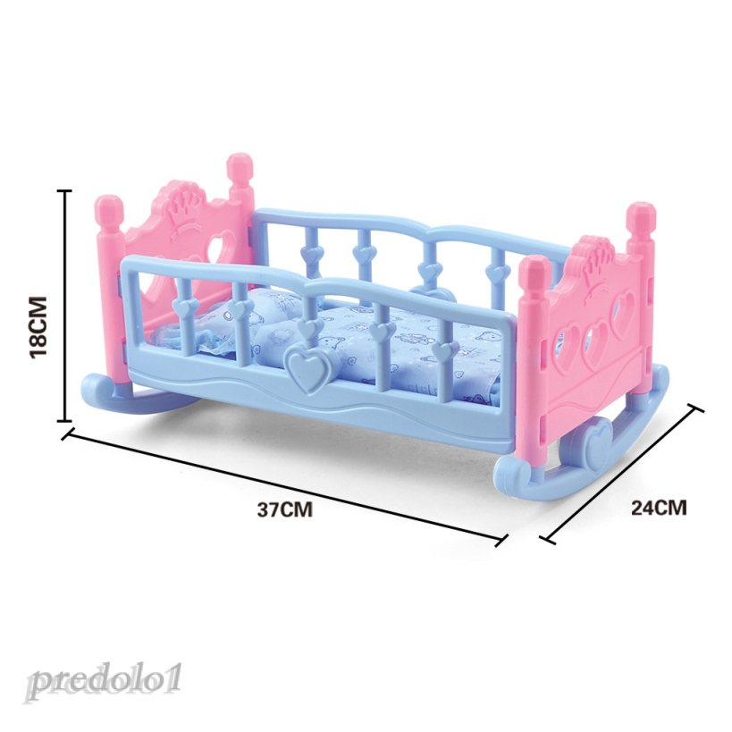 [PREDOLO1] Rocking Cradle Crib Bedding Set Baby Doll Furniture Toys For Mellchan Dolls