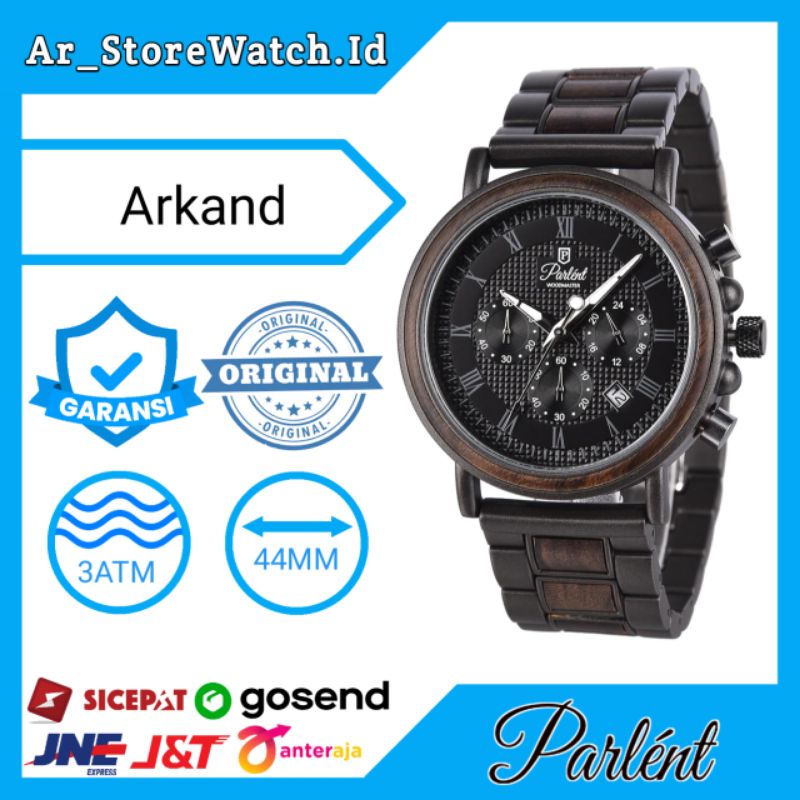 Jam Tangan Original Pria Parlent Arkan Quartz New Produk Mix Wood Strap
