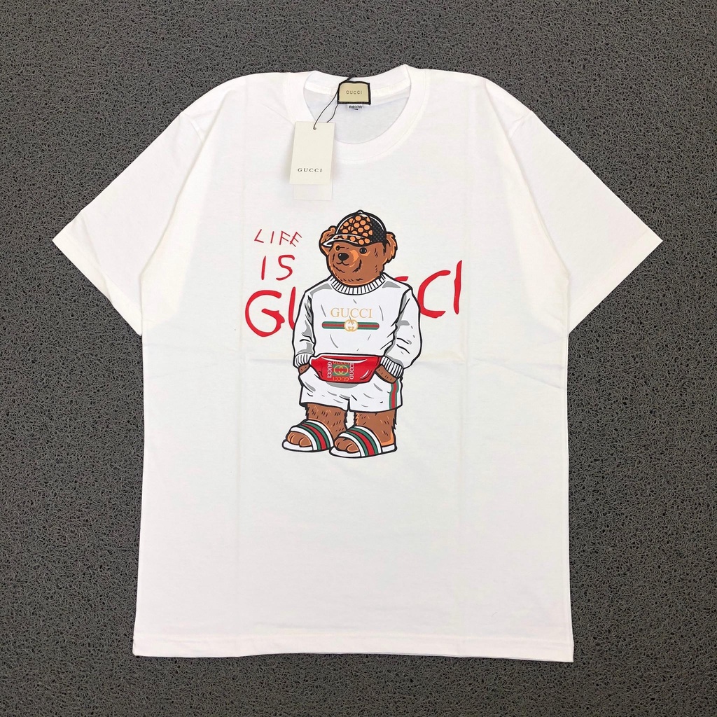Gucci Life Is Bear White Putih Tee T-Shirt Kaos