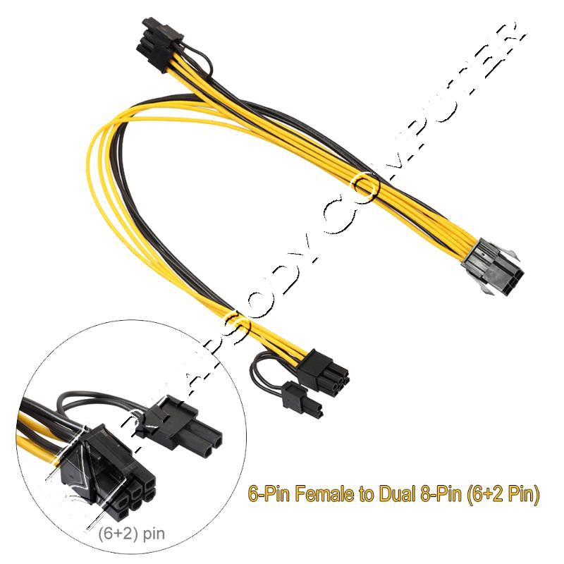 Kabel Power VGA 6 Pin (Female) to 2x PCI-e 8(6+2) Pin (Male) Long