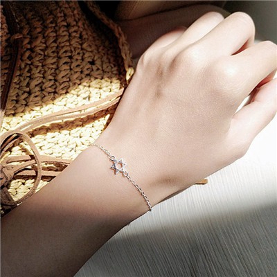 Gelang Wanita Model Korea Simple Clover Kristal untuk Hadiah-#3