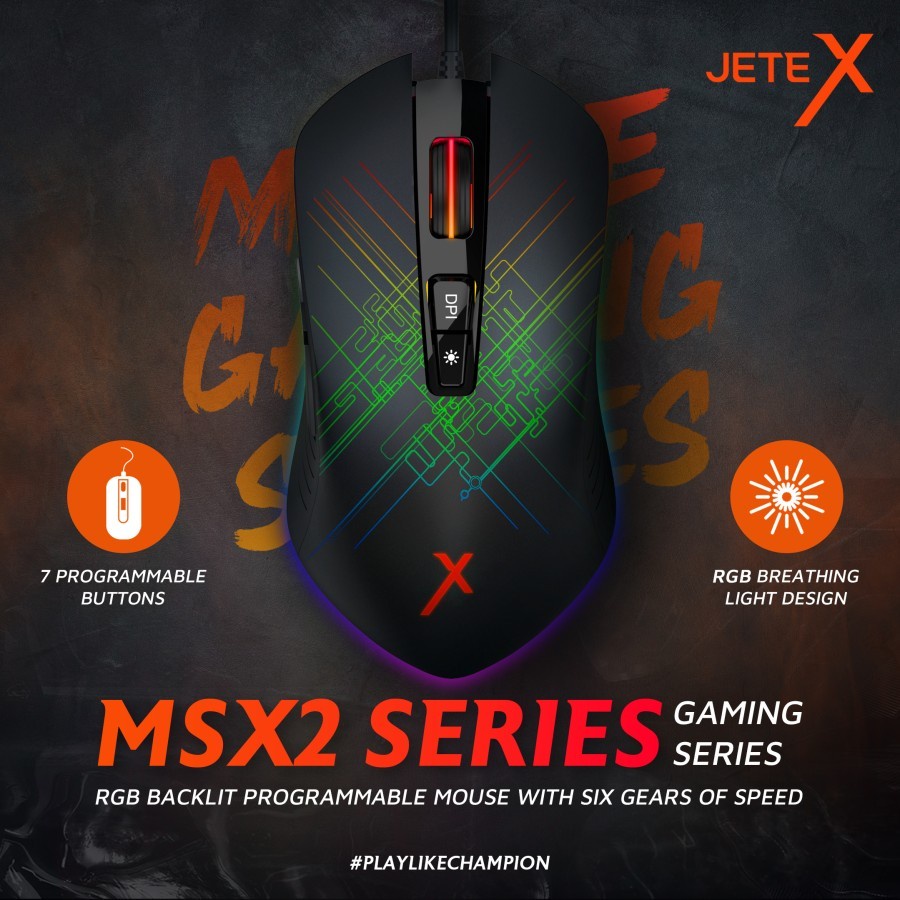 JETE Mouse Gaming RGB MSX2 LED USB Wired