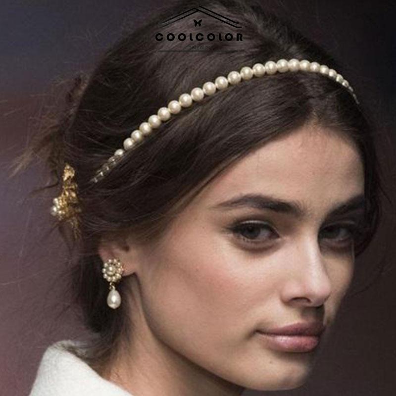 COD❤️Headband Pearl  korea fashion wanita Rambut Manik-manik Tangan Putri Impor aksesoris murah