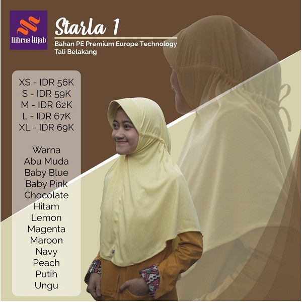 NIBRAS HIJAB STARLA 1 UKURAN S JILBAB ANAK PEREMPUAN SEKOLAH PONDOK SYARI SIMPLE CANTIK MURAH