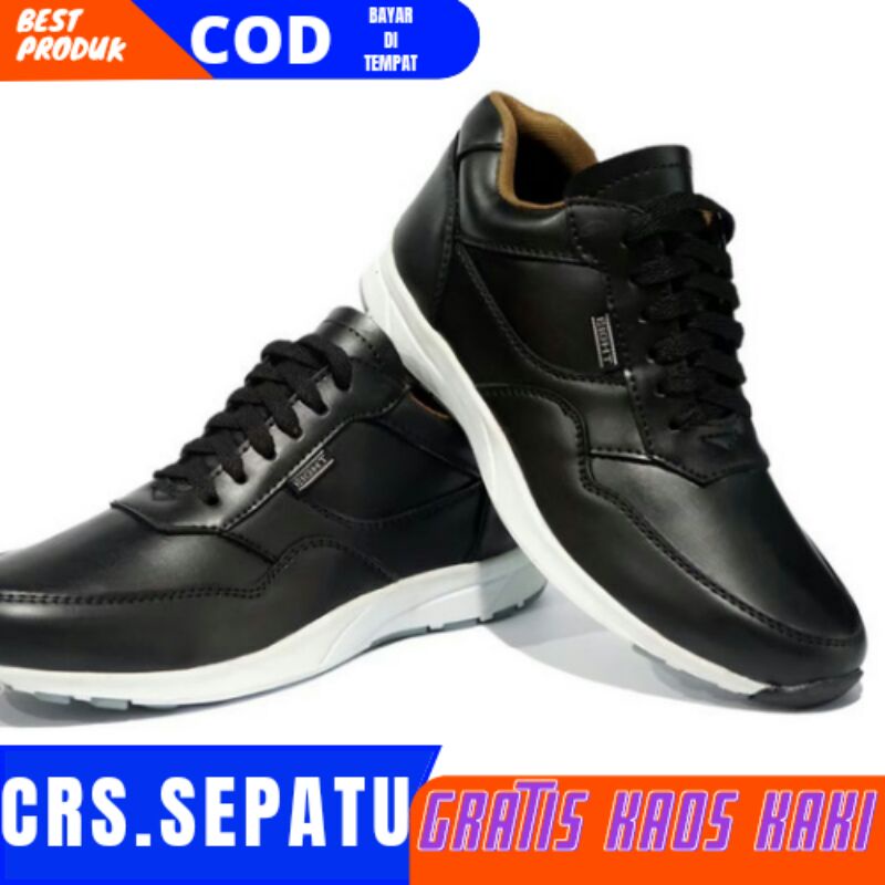 CRS CYRE - Sepatu Sneakers Kulit Pria Putih Hitam Coklat Leather Sneakers Men Casual Santai Hangout